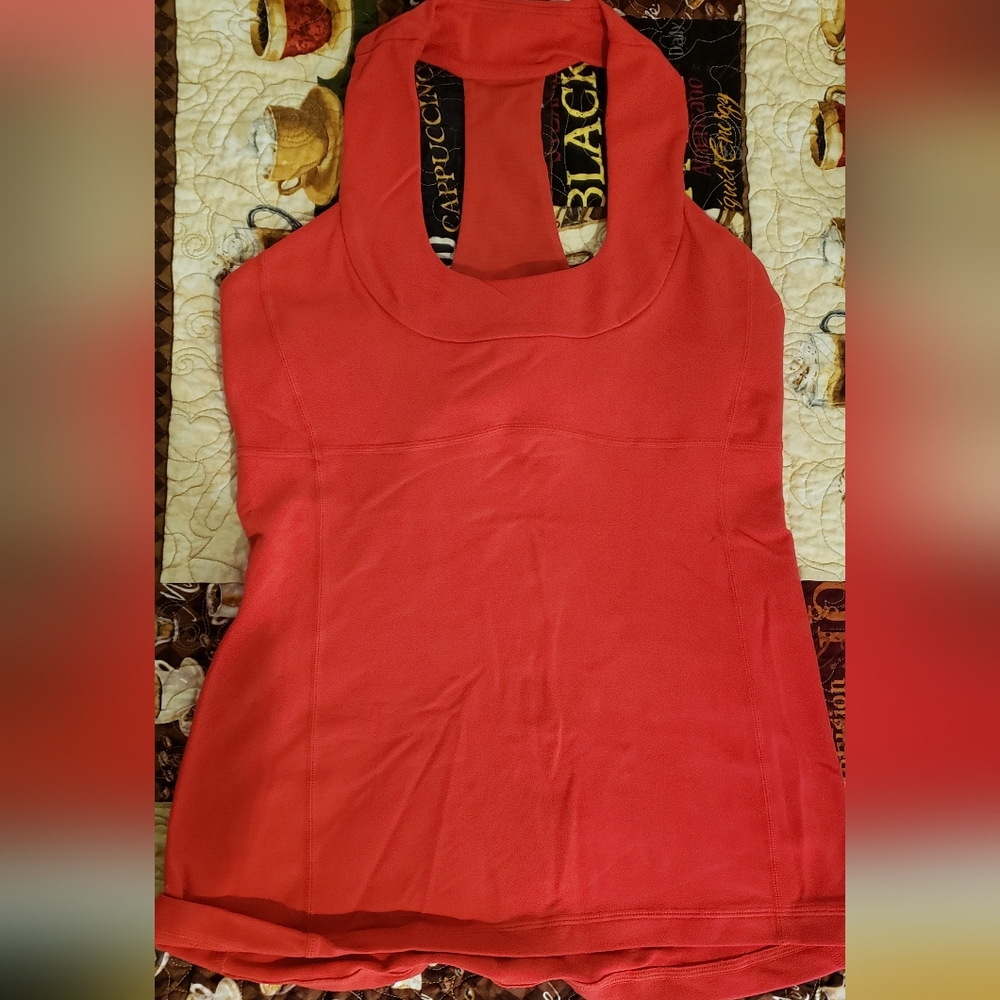 Lululemon Women's Red Sleeveless Top And Workout Capri Leggings
